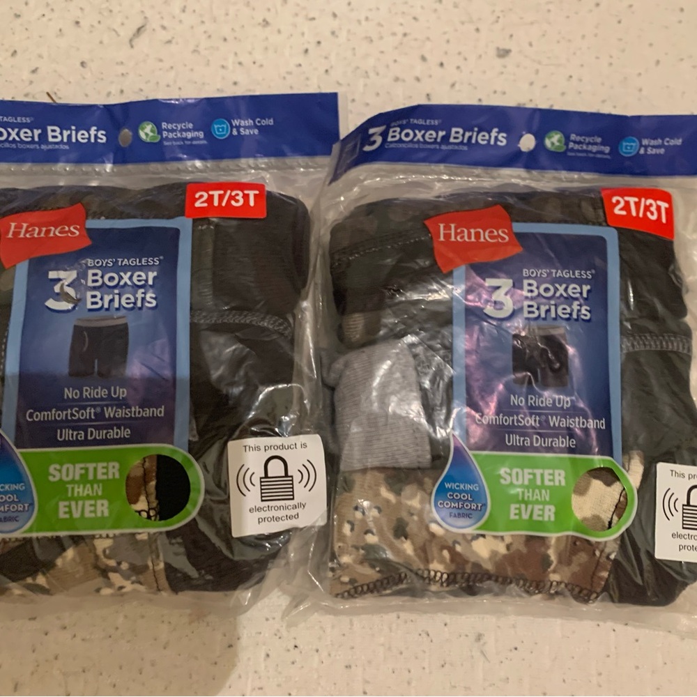 Hanes Boys' Black and Camouflage Boxer Briefs (2 packs)
